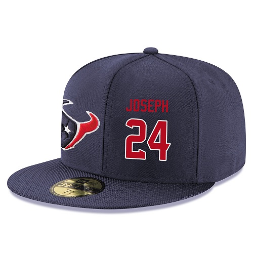 NFL Houston Texans #24 Johnathan Joseph Stitched Snapback Adjustable Player Rush Hat - Navy/Red